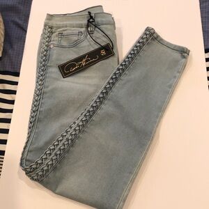 Diane Gilman (DG2) Skinny Jeans with Braided Side Seam – Chambray - Size 10 NWT